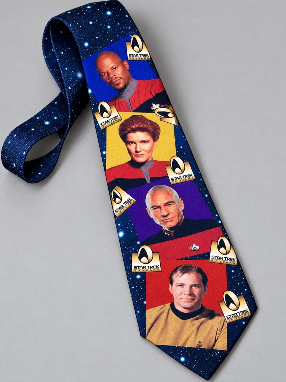 Vintage 1996 Star Trek Tie Ralph Marlin Kirk Picard Sisko Janeway Captains - Picture 2 of 9
